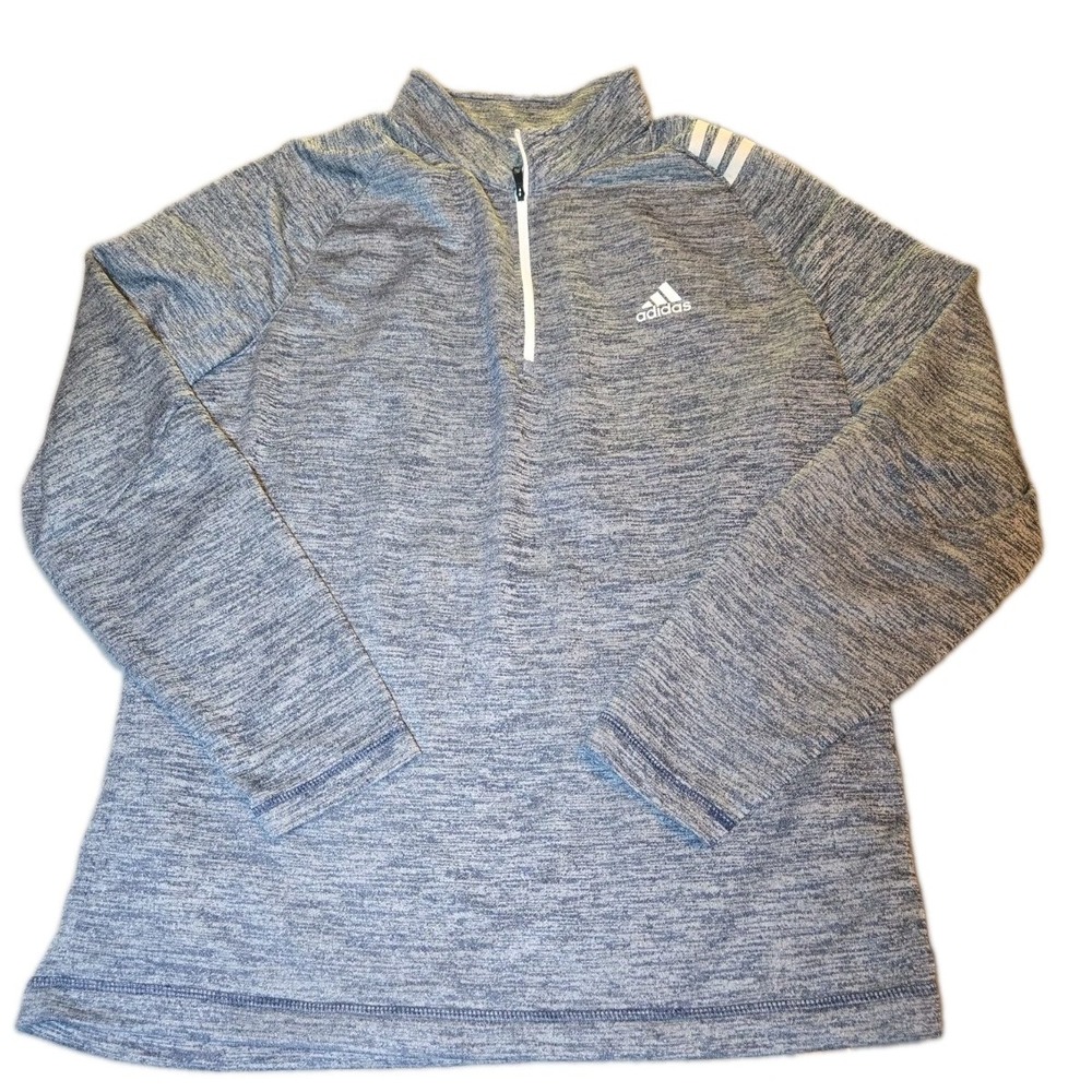 Adidas Golf Shirt Mens Large L Blue Space Dye Heathered Quarter Zip Pullover